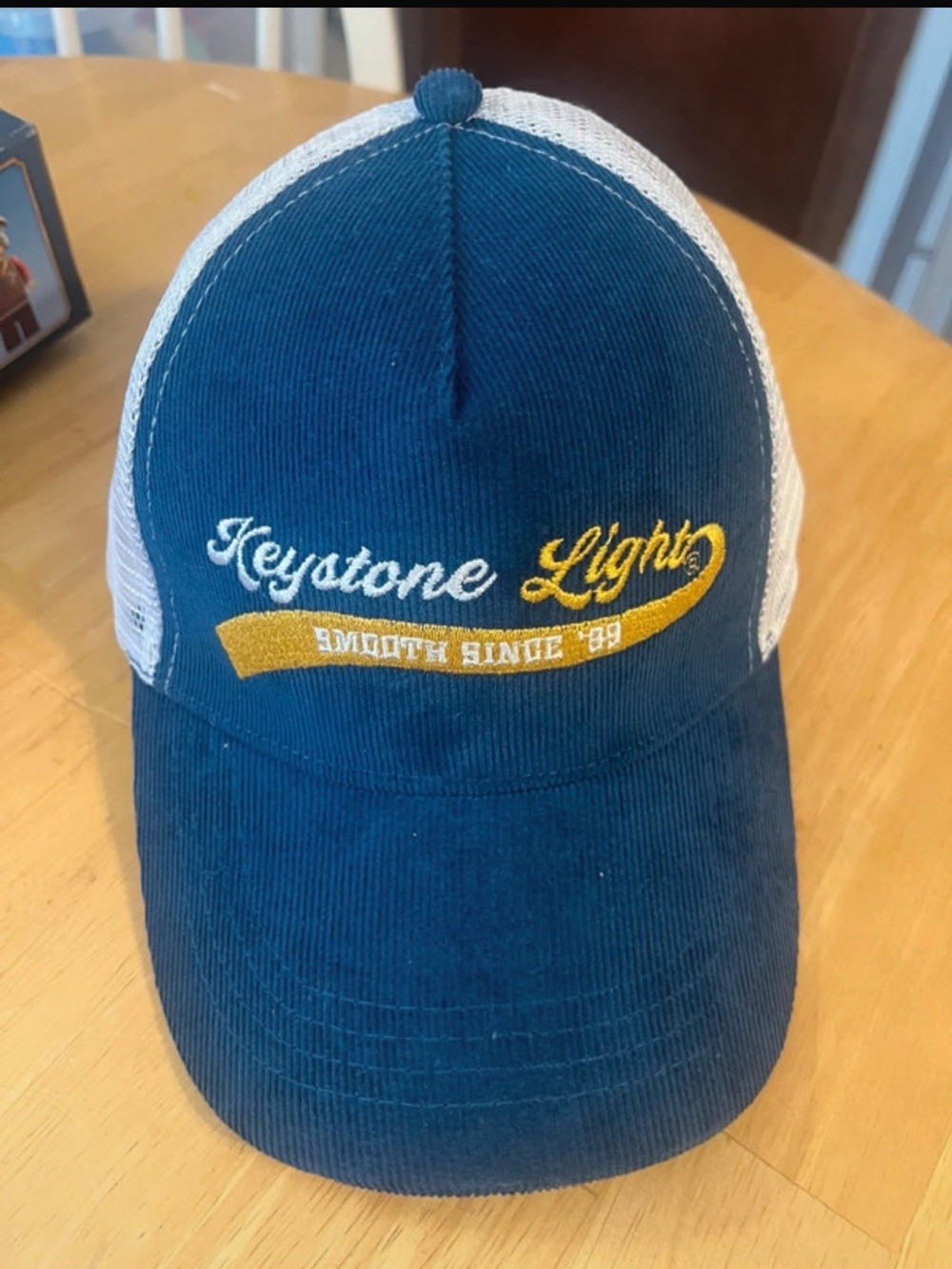 Keystone Light Navy and White Trucker Hat with Yellow Accent